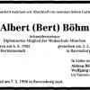 Boehm Albert 1902-1998 Todesanzeige